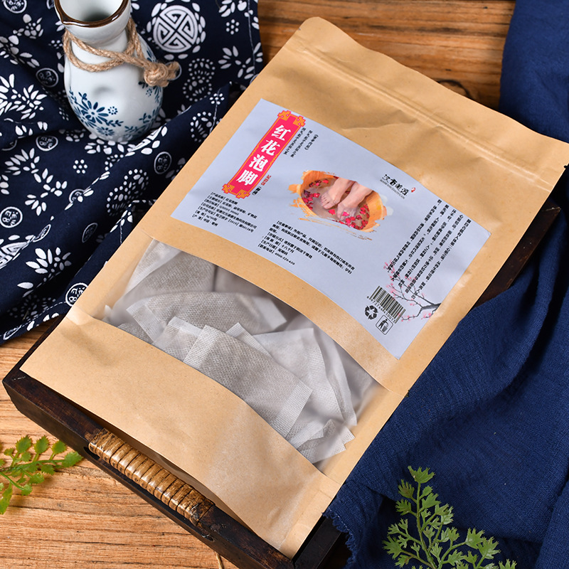 道源头厂家 牛皮纸袋装组合无纺布足浴 泡脚粉包贴牌定制OEM