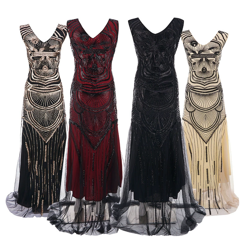 Трансграничные Горячие 2020 винтажное платье невесты из бисера сетки с блестками вечернее платье Европейское и американское свадебное платье длинное платье