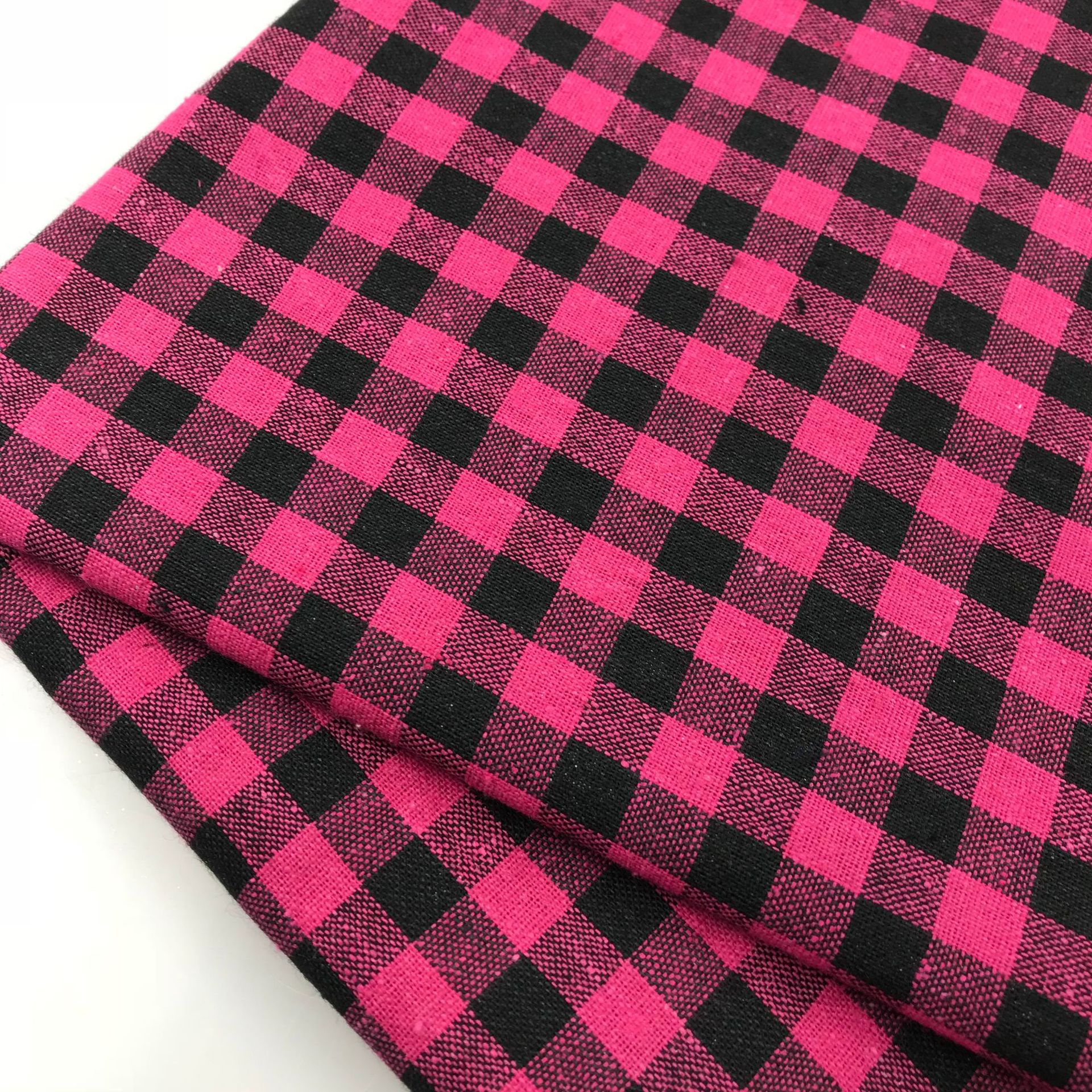 圣诞节系列 厂家直销色织棉格舞台服表演服粉色格子布棉胶印雪花