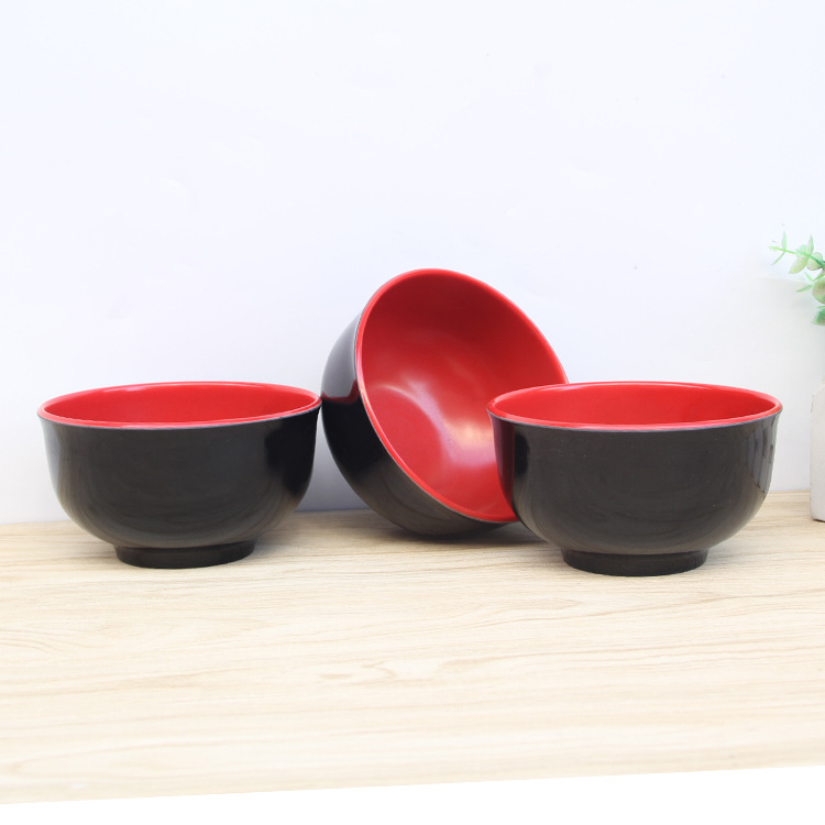 Double -color red and black children's noodle bowl imitation…