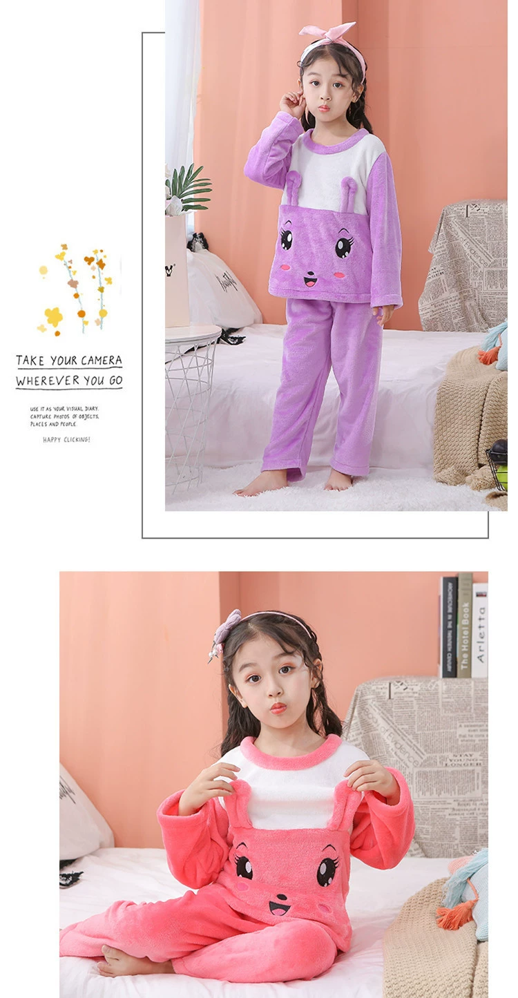 kids Christmas Coral velvet pyjamas set Pajamas for girls winter warm Flannel long sleeved sleepwear suit boys new year homewear cotton baby nightgown