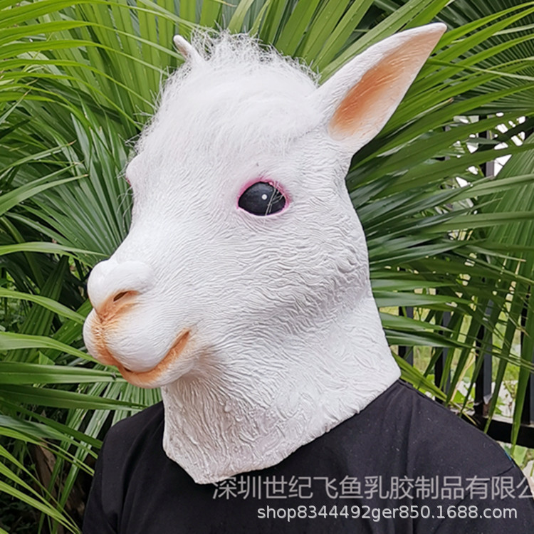 Alpaca máscara Halloween látex animal cabeza cubierta cabeza de caballo cabra hierba barro caballo Dios bestia Cosplay props