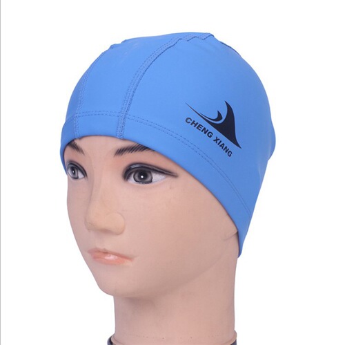 Adult men and women comfortable long hair professional PU coated waterproof fashionable head-protecting ear protection swimming cap factory direct sale
