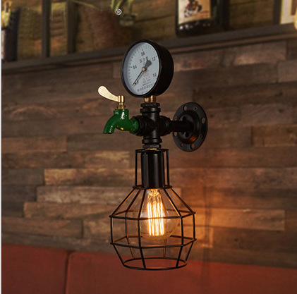 复古铁艺灯具手工创意酒吧水管壁灯咖啡厅客厅网咖铁艺水管灯