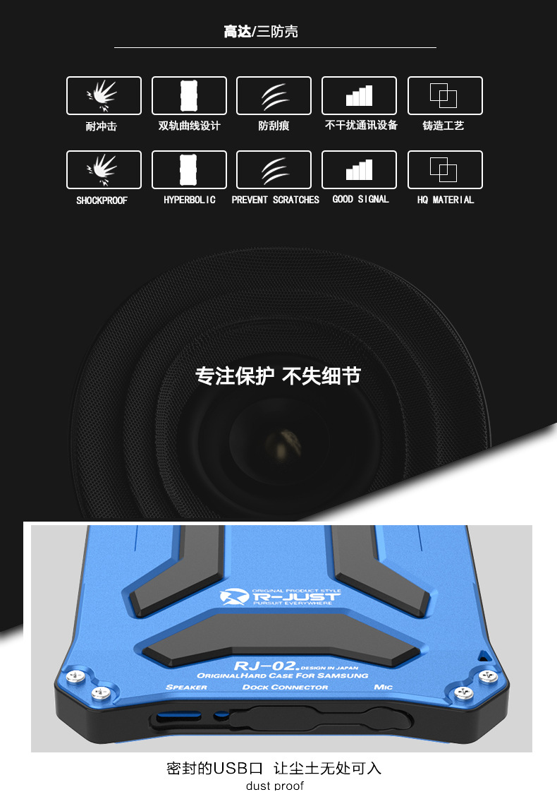 R-Just Gundam Water-resistant Shockproof Dirt-proof Snow-proof Premium Armor Heavy Duty Metal Protective Case Cover for Samsung Galaxy S10 Plus & Samsung Galaxy S10