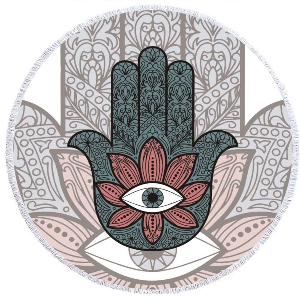 2 дня Мода Волосы Мандала круглый печатных пляжное полотенце из микрофибры пляж Подушка 150 кисточкой края