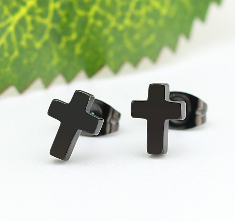 2g Weight PVD Coated Gold Plating Process 316 Stainless Steel Ear Needle Material PVD Coated 18K Gold Real Gold Plated Cross 304 Stainless Steel Retro Waterproof Non Tarnish Ear Studs