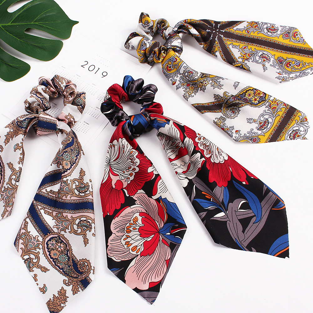 New Fashion Big Flower Satin Printed Scarf Cheap Hair Ring Wholesale display picture 26