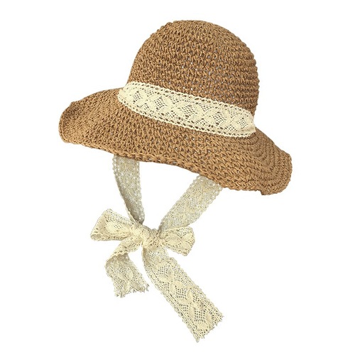 Foldable handmade straw hat with large brim and Beach Hat