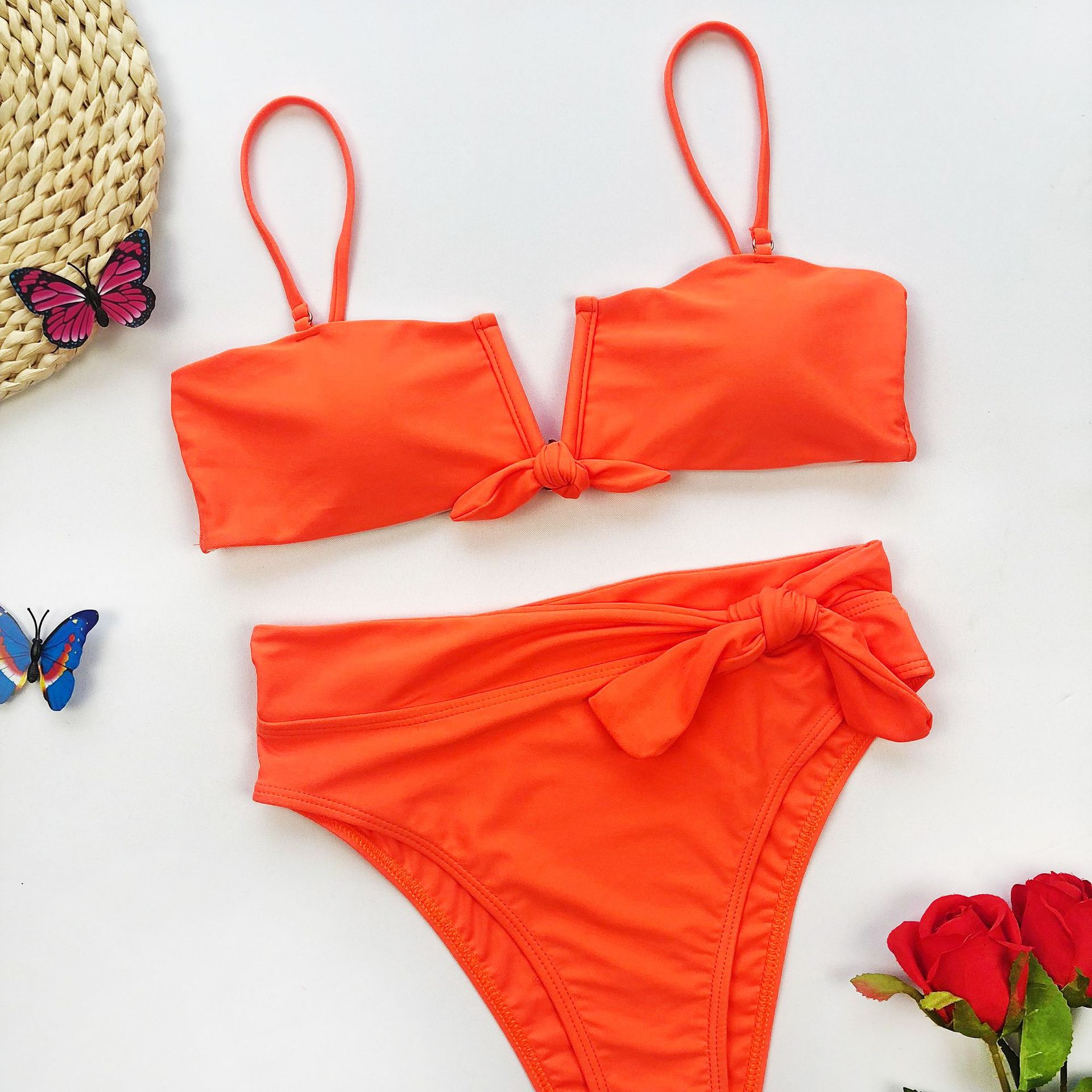 orange  Bikini split two-piece set nihaostyles wholesale clothing NSCMB98410