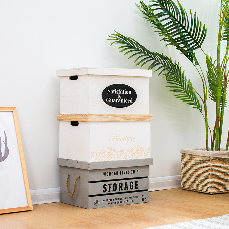 防塵收納實木箱子儲物箱長方形帶蓋日用雜物箱特大號玩具定做木箱