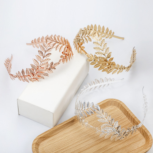 Ka Tong Bridal Crown Leaf Headband European and American Baroque Bridesmaid Hair Accessories Birthday and Christmas Gifts