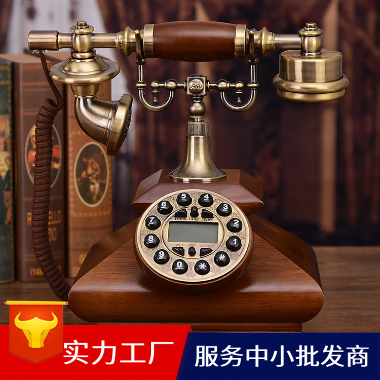 慕予臻欧式复古电话机老式家用仿古实木电话欧式田园时尚创意座机