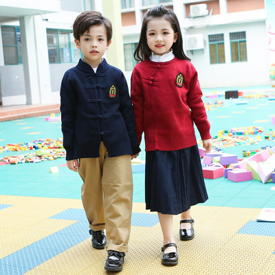 2019韩版幼儿园园服英伦套装学院风班服儿童毛衣加厚校服四件套