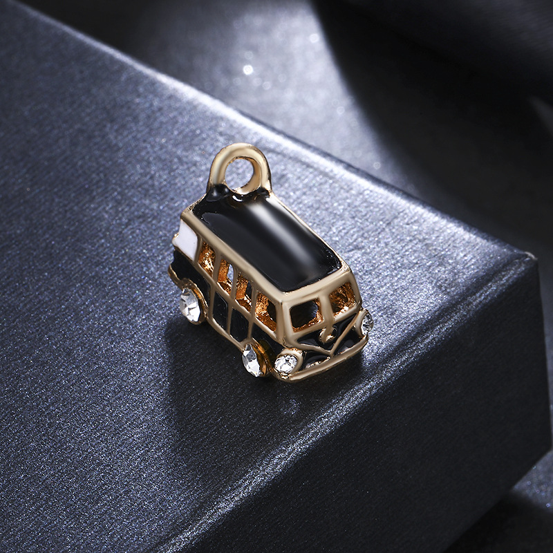 Alloy Material 10 PCS/Package Alloy Rhinestones Bus Pendant