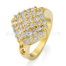 新風華韓版外貿戒飾 鍍時尚黃金微鑲AAA鋯石燦爛人生氣質女式戒指