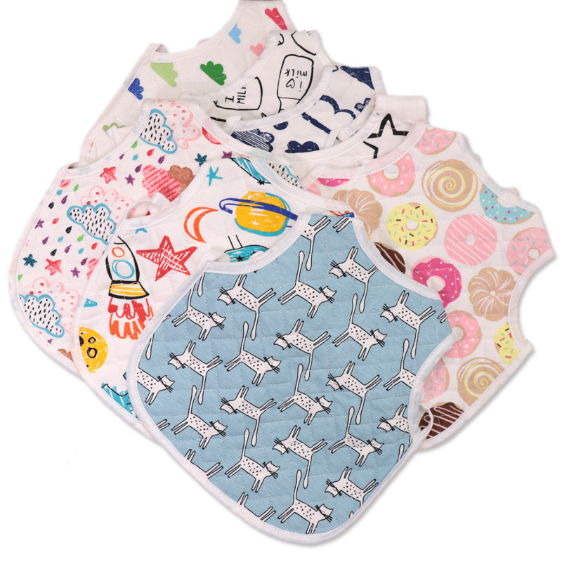 花颜大号宝宝背心口水巾AB面防脏婴儿幼儿围兜 卡通反穿罩衣0-2岁|ru