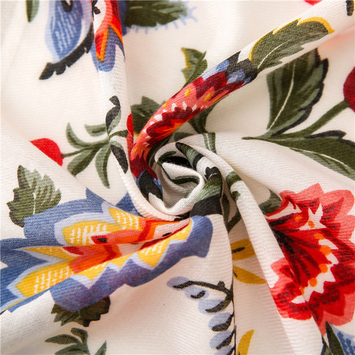 Summer travel sun protection shawl, temperament and versatile, colorful flower print, ethnic style cotton and linen scarf, silk scarf for women