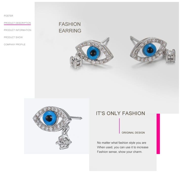 Fashion Devil's Eye Zircon 925 Silver Earrings For Women Wholesale display picture 3