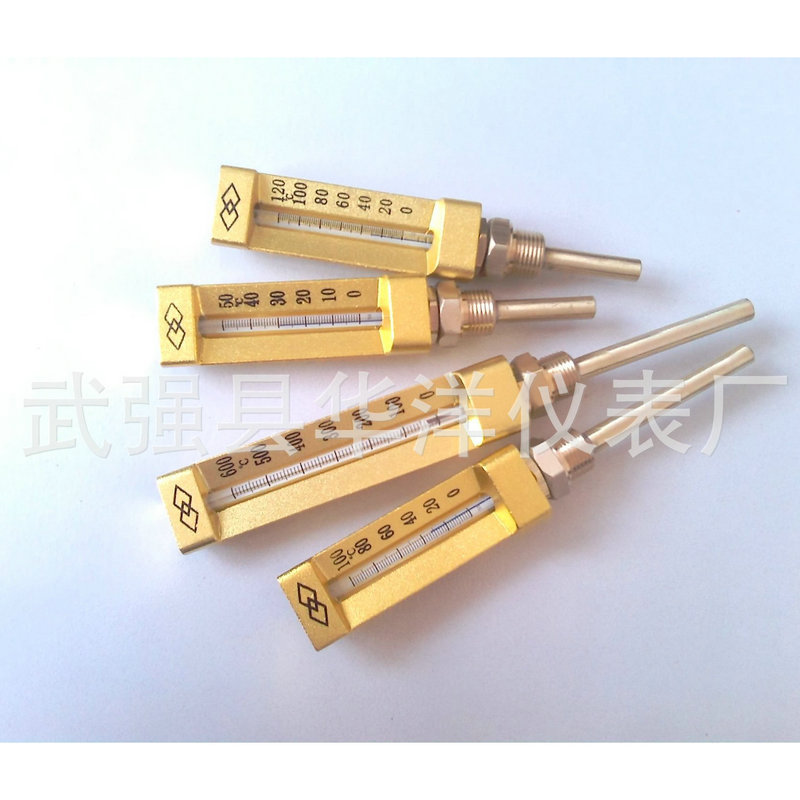厂家V型船用温度计 金属保护套温度计 金属套玻璃温度计