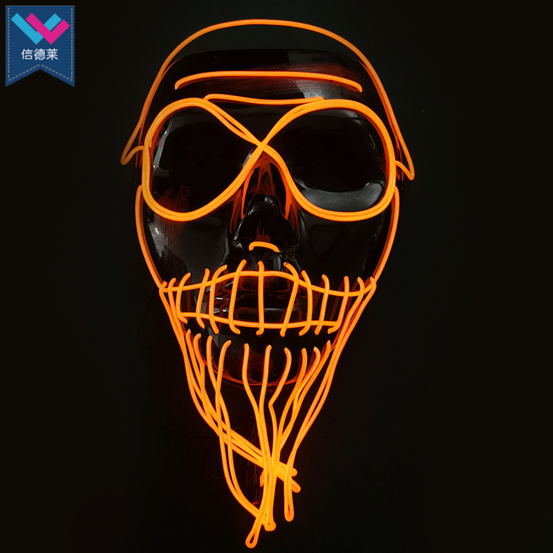 章鱼EL冷光发光面具 加勒比海盗船长EL发光面具章鱼LED发光面具