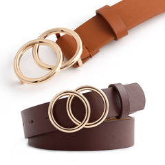 Elegant Women's Double Buckle Retro Decorative Belt for Casual Pants and Jeans - Stylish and Versatile