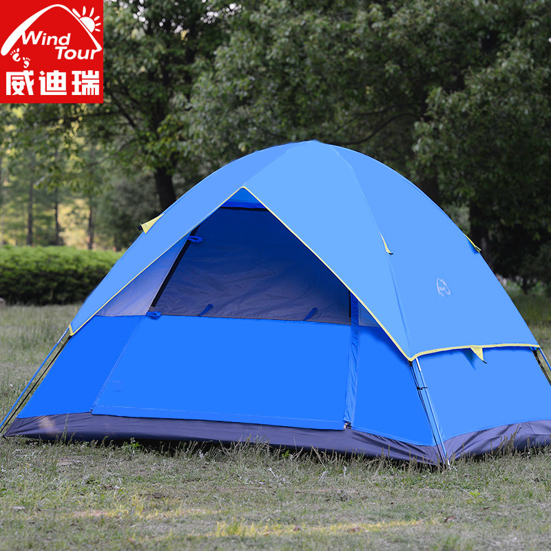 跨境貨源戶外防暴雨野營帳篷 4人雙層 戶外家庭露營旅行帳篷