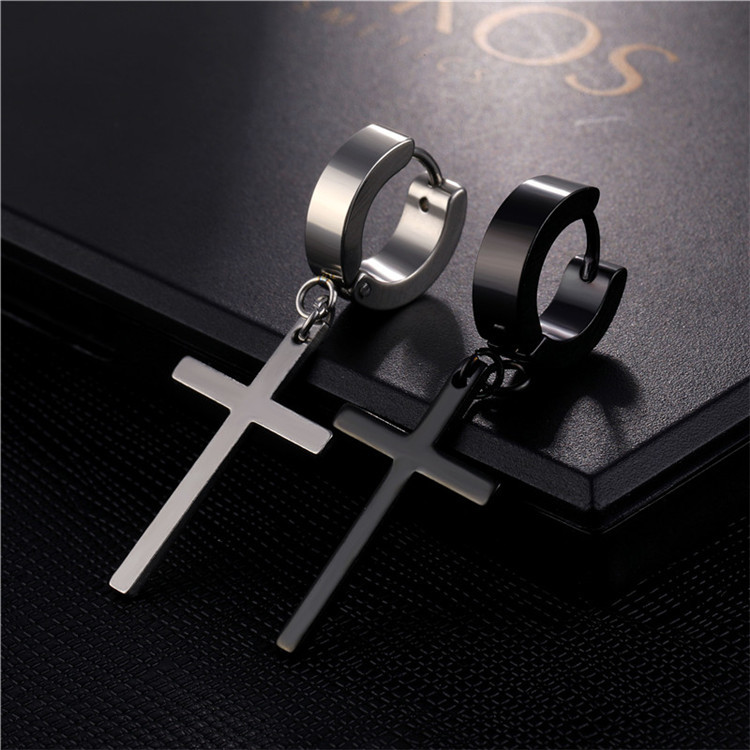 Fashion Cross Titanium Steel Plating Dangling Earrings 1 Piece display picture 4