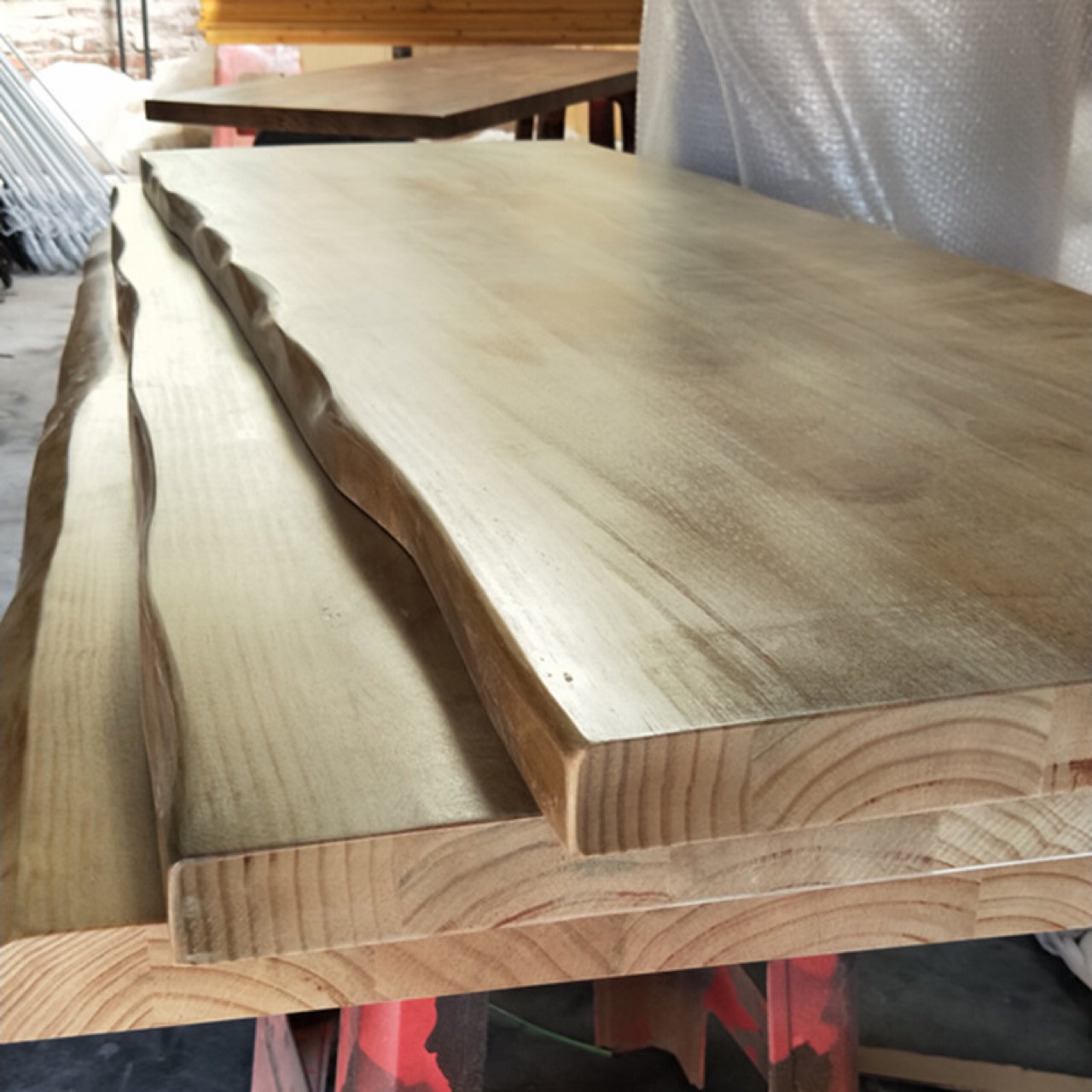松木原木板材定制 餐厅饭店实木桌吧台面板DIY长方形加长加厚大