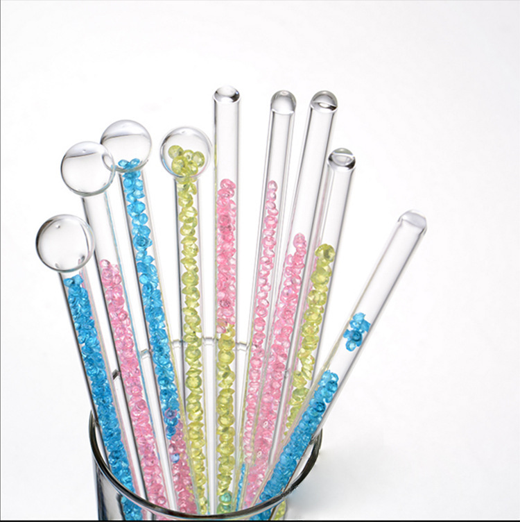 De una sola pieza de cabeza redonda bola de color Diamante de vidrio varilla de agitación café leche en polvo leche té bebida taza de jugo