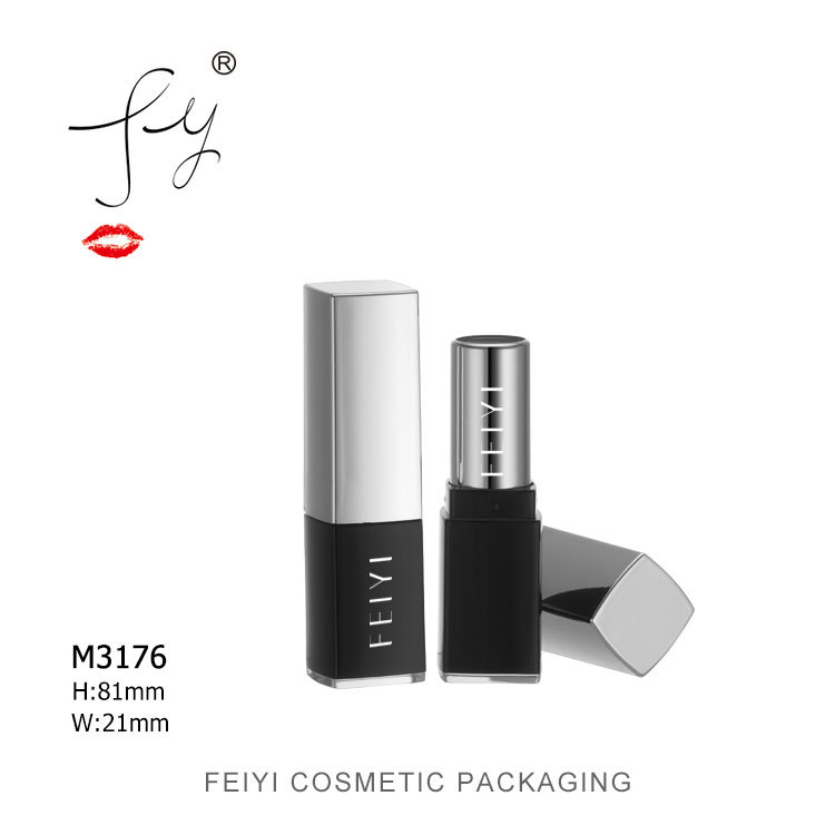 欧美畅销新款方形口红唇膏管 喷镀亮银注塑口红膏管外壳 M3176