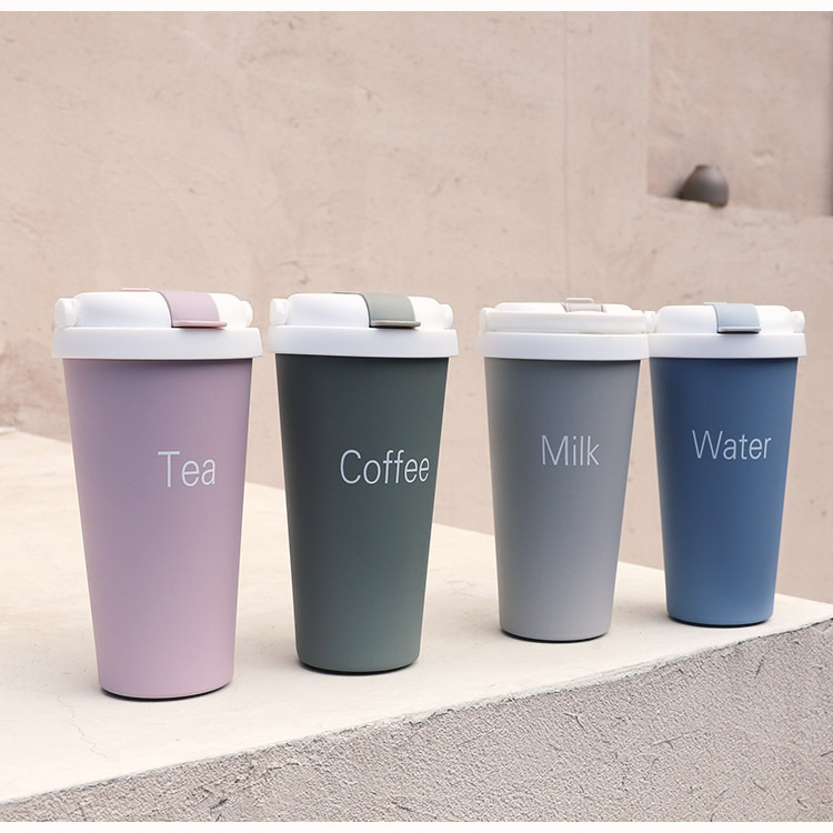 Korean Stainless Steel Mug Portable Coffee Cup With Straw Simple Student Water Cup display picture 9