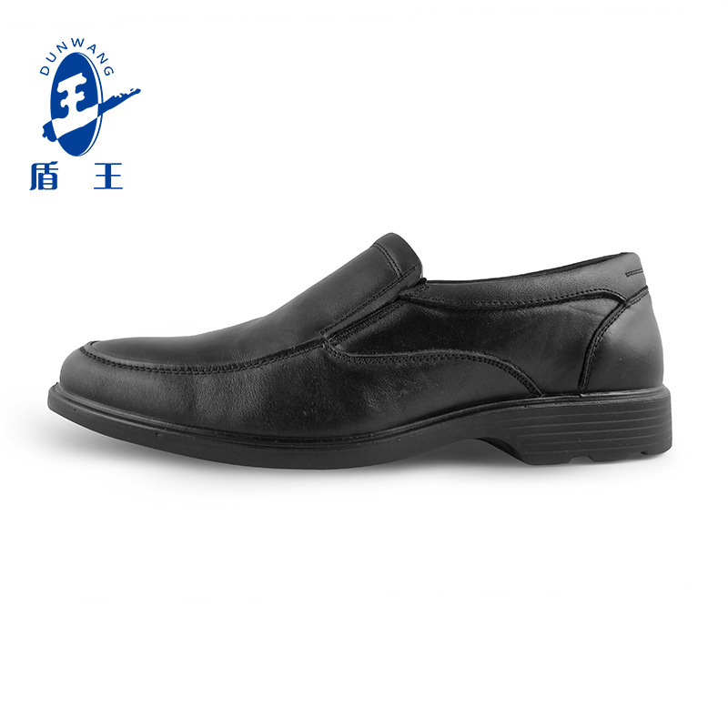 盾王商务男鞋牛皮 真正装透气鞋 一脚登职业行政皮鞋