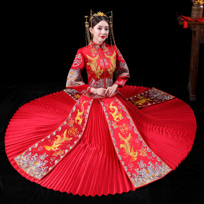 Xiu bride dress 2020 new pattern Chinese style Ancient Wedding dress Dragon and gown bride Wedding dress Toast clothing