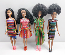 环保非洲黑人娃娃黑皮肤公仔非洲女孩巴比娃娃礼物 African doll