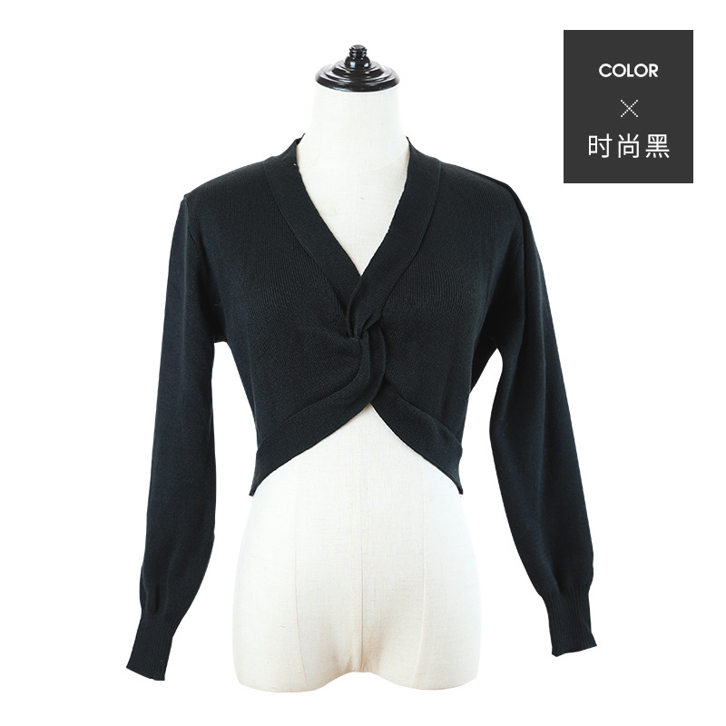 Examen de arte para adultos suéter de baile de otoño e invierno de manga larga para mujer ropa de práctica Ropa de baile corporal flor retorcida abrigo de Chal cálido de manga larga