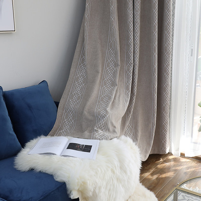 简约 新中式 新雪尼尔 遮光窗帘 加工成品定制