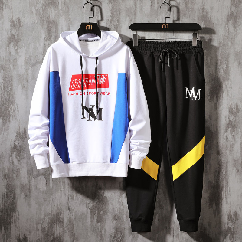 Spring and autumn season new pattern Middle and high school student Korean Edition Trend leisure time Hooded Sweater suit Sportswear Piece suit