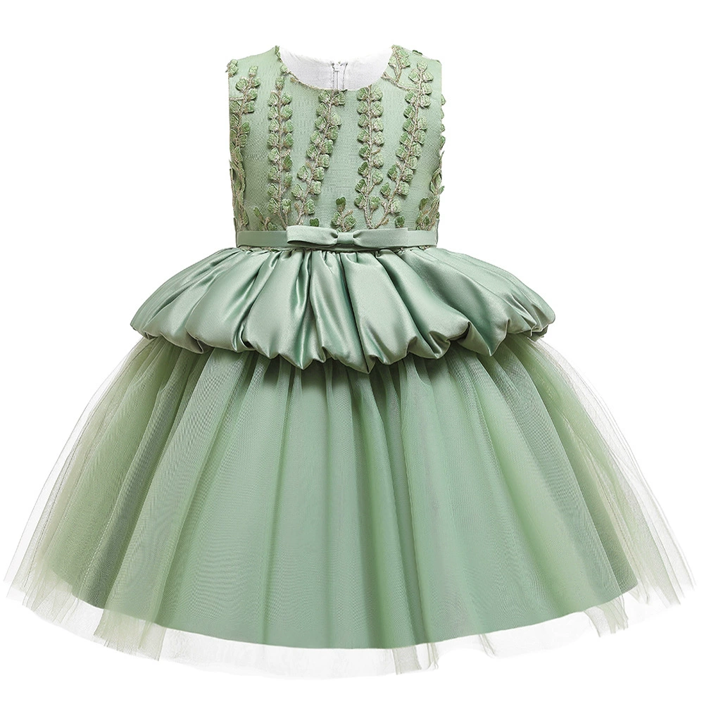 Детское платье, маленькое принцессное костюмчик, в цветах, вышивкой, детская одежда, (поперечная торговля), для подиума