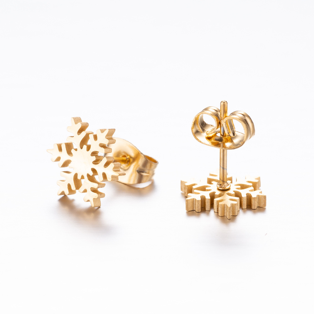 Women's Simple Style Animal Snowflake Stainless Steel No Inlaid Ear Studs Stainless Steel Earrings display picture 4