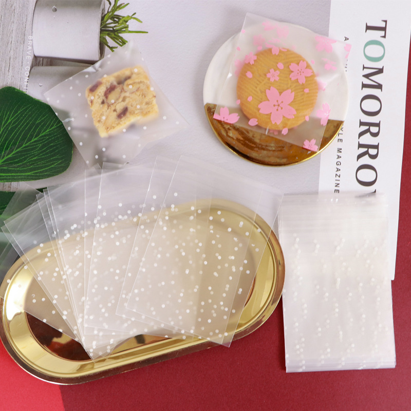 加厚磨砂雪花酥包装袋曲奇饼干磨砂点点磨砂袋烘焙包装袋100只装