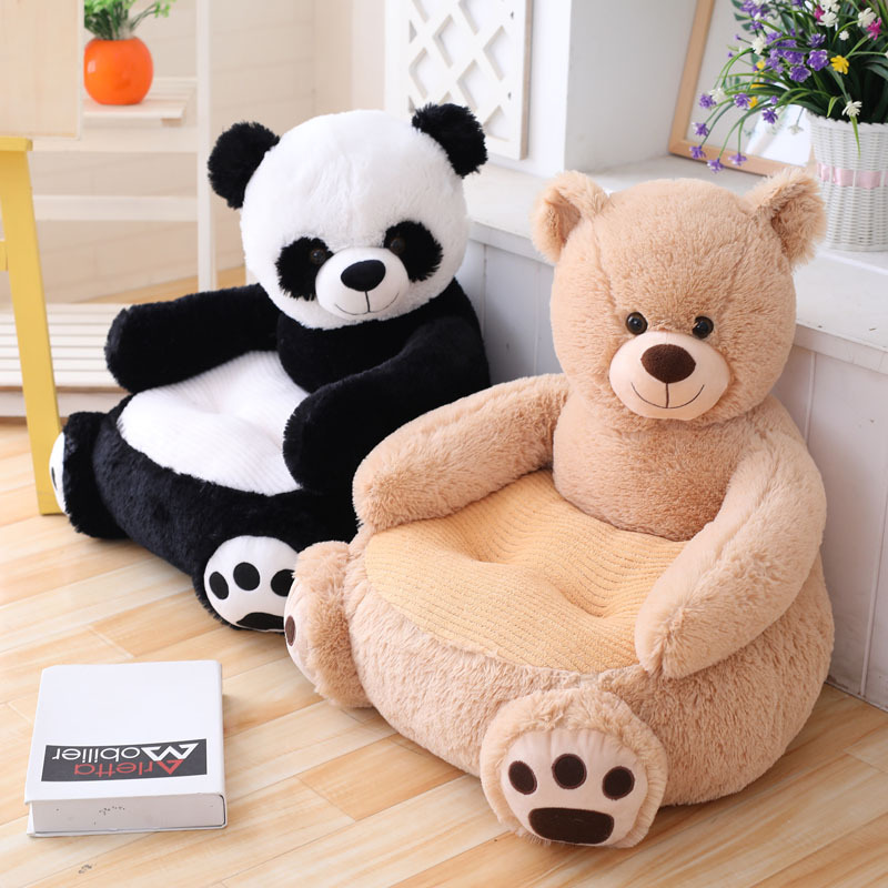 Creative Panda Bear Children Learn To Sit On Sofa Plush Toy Unicorn Teddy Bear Sofa Leather Shell