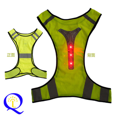 亚马逊欧美站 LED发光背心 骑行夜跑登山LED反光马甲安全衣服批|ms