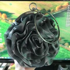 Large-Sized 3D Rose Flower Bridal Wedding Banquet Silk Camellia Flower Bag Foreign Trade Formal Dress Evening Handbag