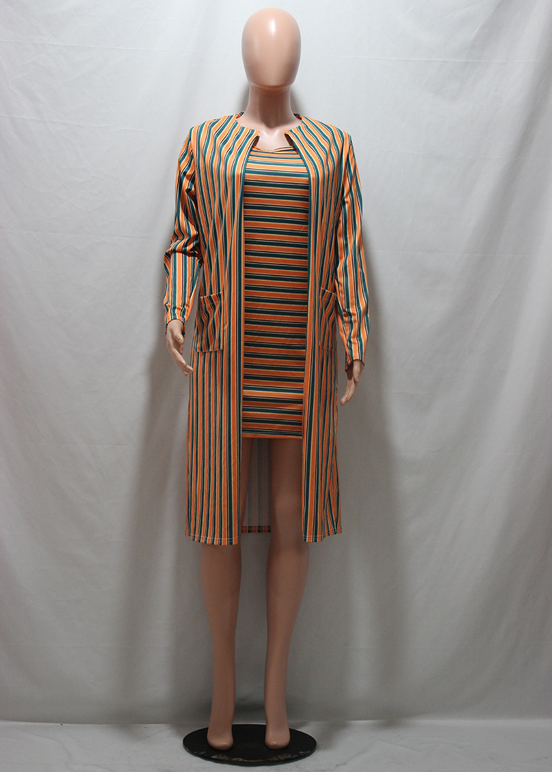 2021 Amazon Europe and the United States cross-border eday summer new women's fashion sexy slim horizontal stripes two-piece set