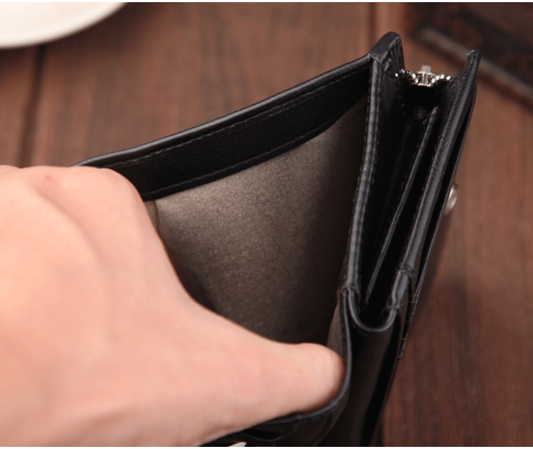 Men's Wallet Short Rfid Anti-degaussing Wallet Buckle Zipper Bag Dollar Clip Anti-theft Brush display picture 14
