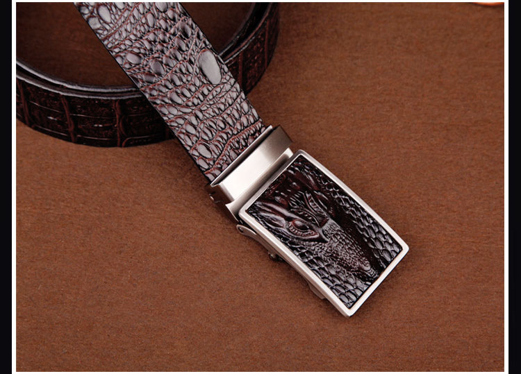 Men's Belt Automatic Sliding Buckle Belt Faucet Leather Leading Crocodile Pattern Cowhide Casual Belt display picture 11