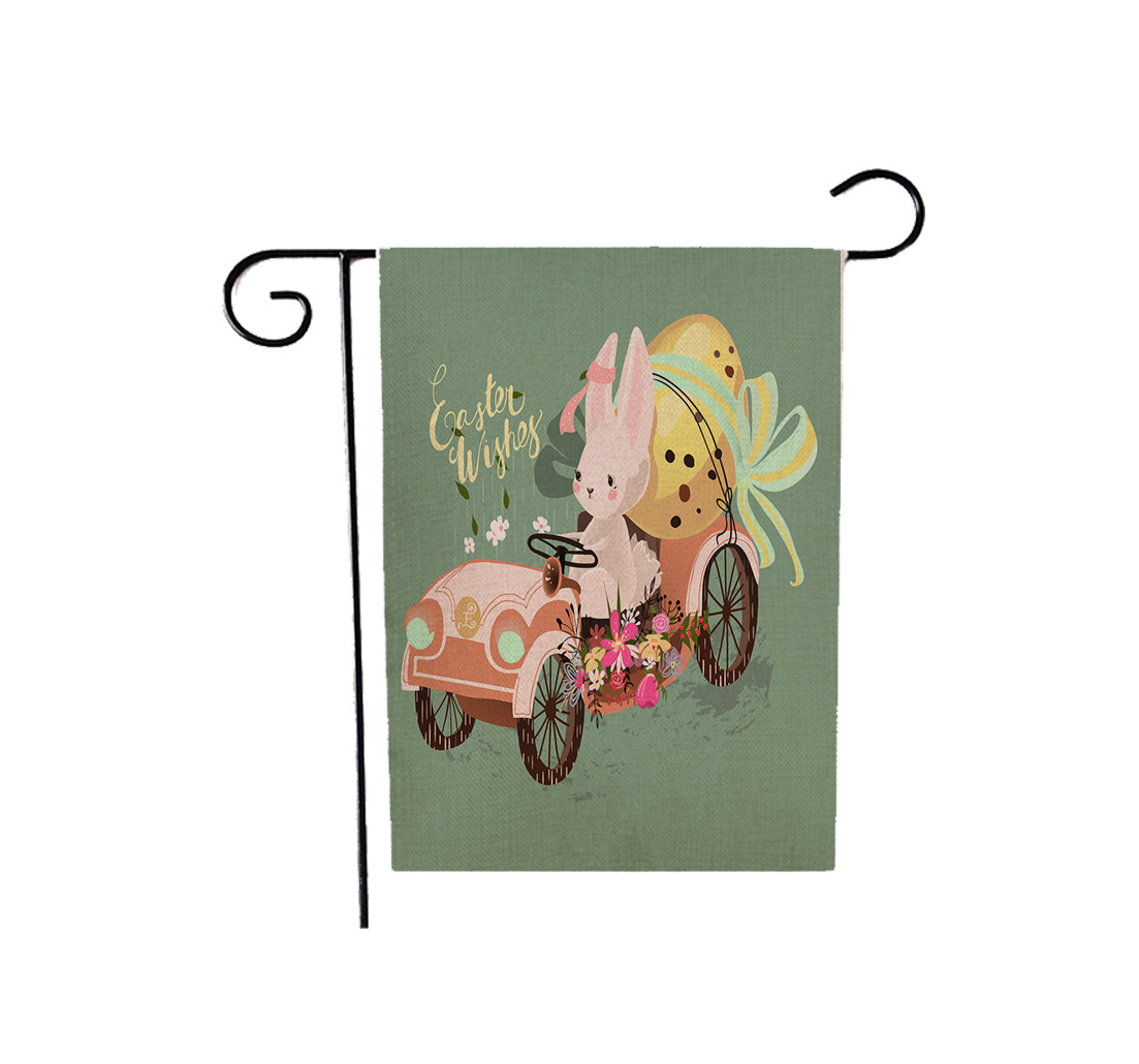 75g Weight Flag Event & Party Supplies 1 Piece, 47*32cm Quantity Linen Material Easter Festival Rabbit, Letter Pattern Cute Style Easter Cute Rabbit Letter Linen Flag Party Supplies Decorations 1 Piece 47*32cm 24
