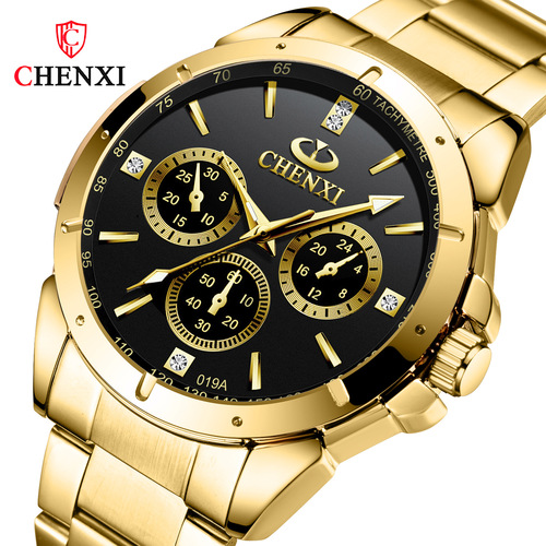 Dawn Golden Couple Watch 019A foreign trade cross-border best-selling men's and women's business waterproof steel belt couple quartz watch
