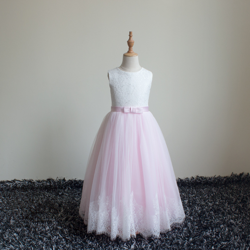 Ärmelloses Spitzenkleid für Mädchen, bauschiges Prinzessinnenkleid für Geburtstag, Hochzeit, Kinderbekleidung 3-7 Jahre 【Vorbestellung | Versand in 15 Tagen】_voghion.com